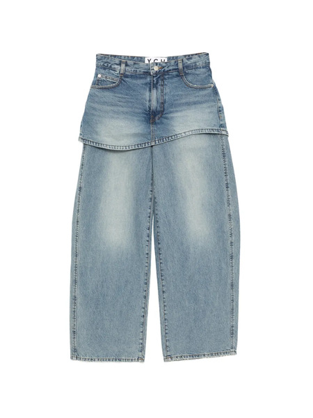  Ych Layered Wide-leg Jeans - Blue 
