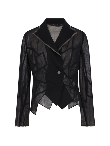  Yehuafan Button Geometric Jacket - Black 