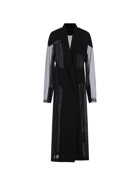  Yehuafan Semi-sheer Tulle Coat - Black 