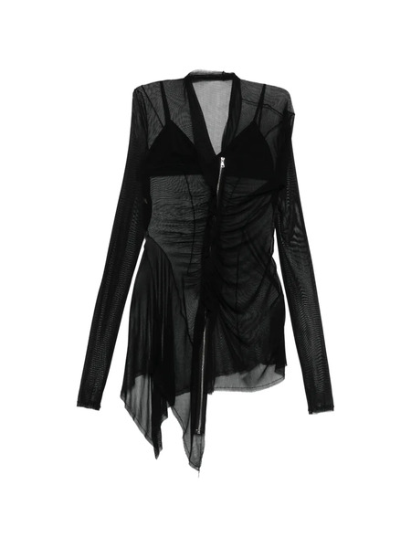  Yehuafan Zip Ruched Top - Black 