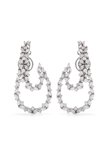  Yeprem 18kt White Gold Hoop Diamond Earrings - Silver 