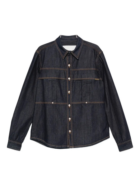  Yes London Contrast-stitching Denim Shirt - Blue 