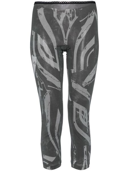  Yohji Yamamoto Abstract-print Tights - Grey 