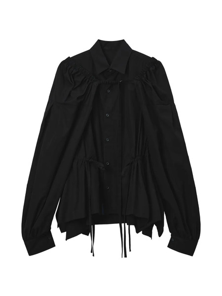  Yohji Yamamoto Balloon-sleeve Drawstring Top - Black 