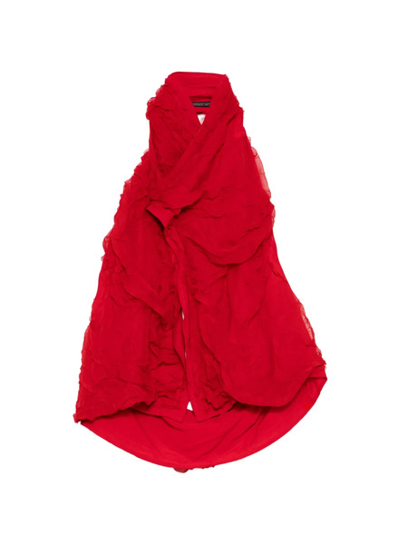  Yohji Yamamoto Crushed Chiffon Top - Red 