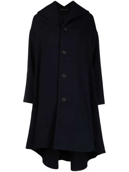  Yohji Yamamoto Cut-out Collar Maxi Coat - Blue 