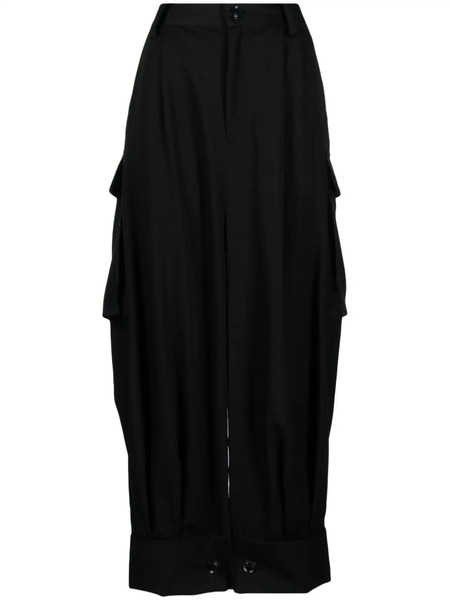  Yohji Yamamoto Drop-crotch Wool Trousers - Black 