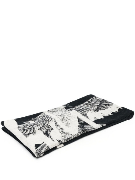  Yohji Yamamoto Logo Print Towel - Black 