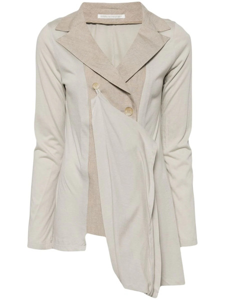  Yohji Yamamoto Notched-lapels Asymmetric Blazer - Neutrals 