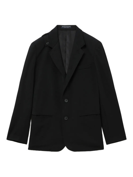  Yohji Yamamoto Notched Shoulder-detail Wool Blazer - Black 