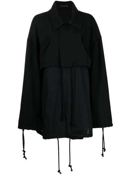  Yohji Yamamoto Panelled Drawstring Cape - Black 