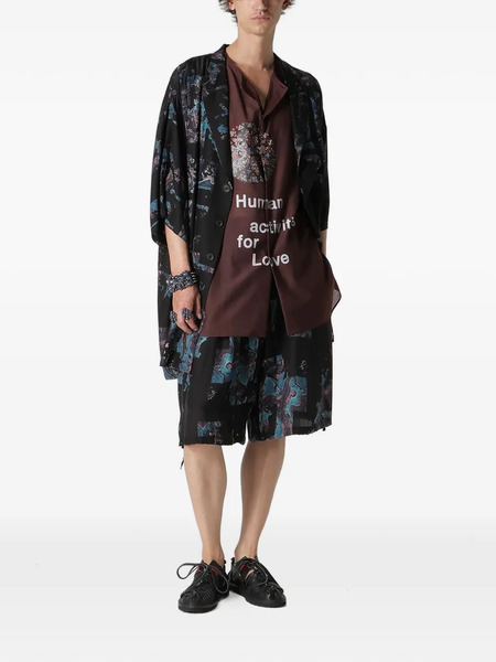  Yohji Yamamoto Patterned Silk Jacket - Black 