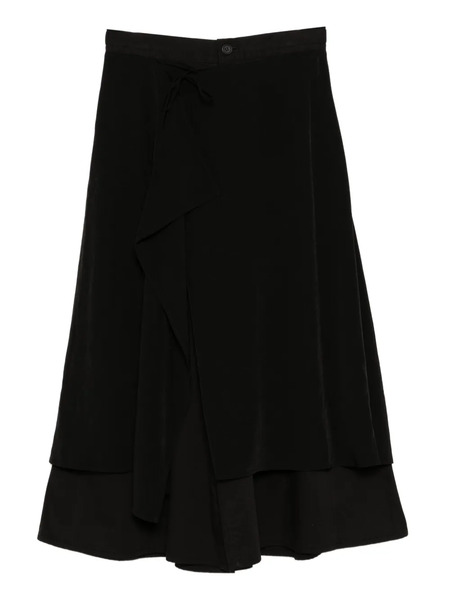  Yohji Yamamoto Twill Backside Draped Pants - Black 
