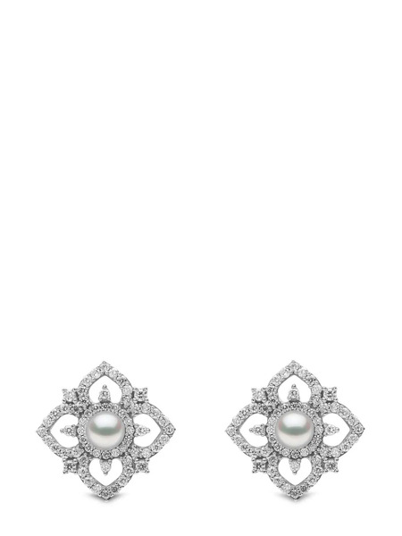  Yoko London 18kt White Gold Petal Pearl And Diamond Earrings - Silver 