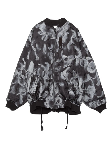  Yoshiokubo Feather-print Bomber Jacket - Black 