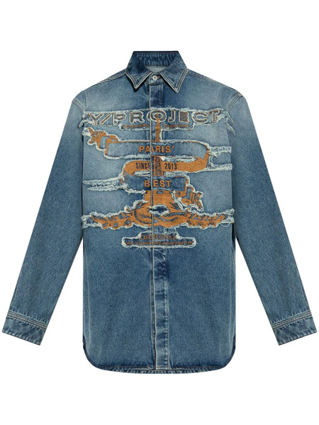  Y/project Distressed Denim Shirt - Blue 