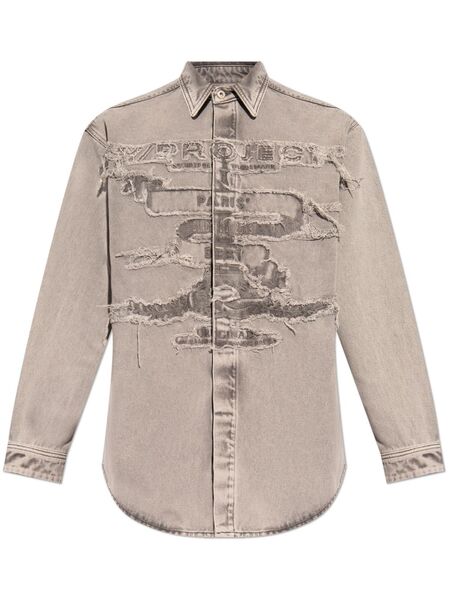  Y/project Frayed Denim Shirt - Grey 