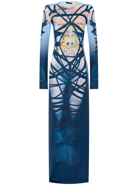  Y/project Graphic-print Maxi Dress - Blue 