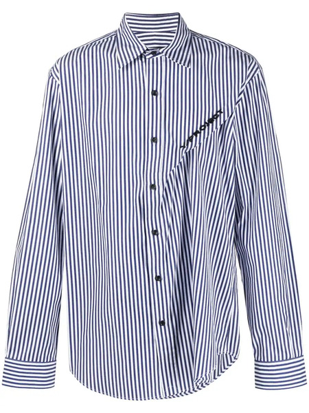  Y/project Logo-embroidered Striped Shirt - Blue 
