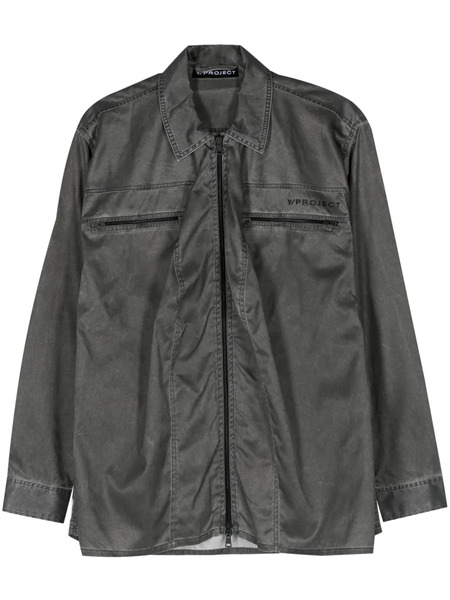  Y/project Logo-print Zip-up Overshirt - Black 