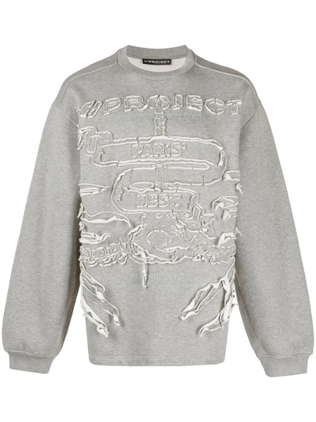  Y/project Paris' Best Distressed Cotton Sweatshirt - Grey 