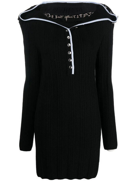  Y/project Ruffle-collar Merino Wool Minidress - Black 