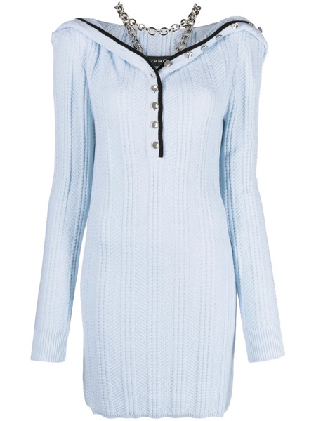  Y/project Ruffle-collar Merino Wool Minidress - Blue 