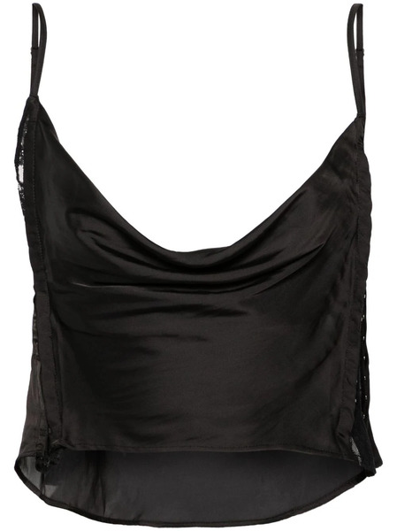  Y/project Sheer-lace Draped Top - Black 