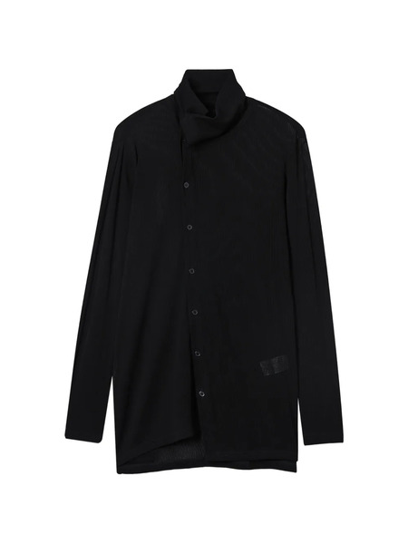  Y's Button Roll-neck Cardigan - Black 