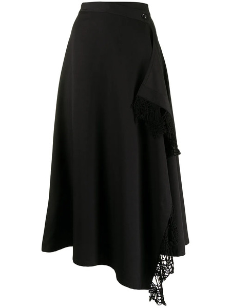  Y's Drape Detail Flared Skirt - Black 