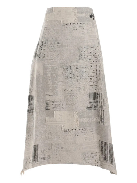  Y's Fringe-detail Midi Skirt - Neutrals 