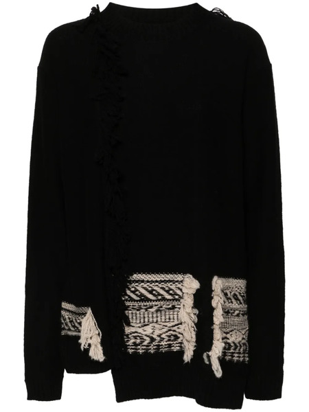  Y's Fringed Asymmetric Jumper - Black 