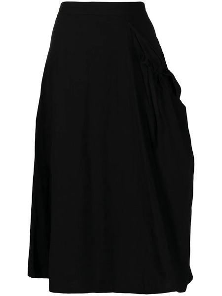  Y's High-waisted Ruched Skirt - Black 