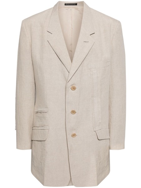  Y's 40 Linen Triple-stitch Panelled Jacket - Neutrals 
