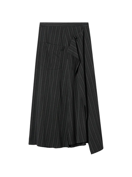  Y's Pinstripe Midi Skirt - Grey 