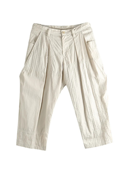  Y's Pleated Textured Trousers - Neutrals 