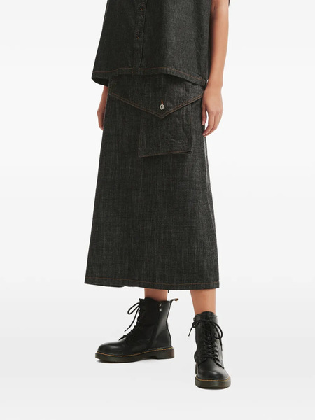  Y's Pocket Denim Skirt - Grey 