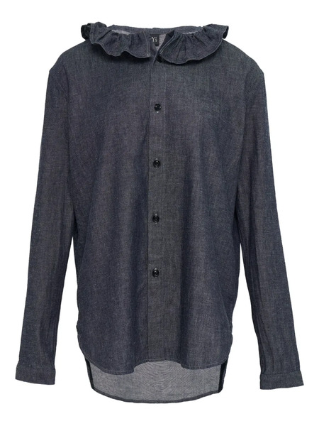  Y's Ruffled Denim Shirt - Blue 