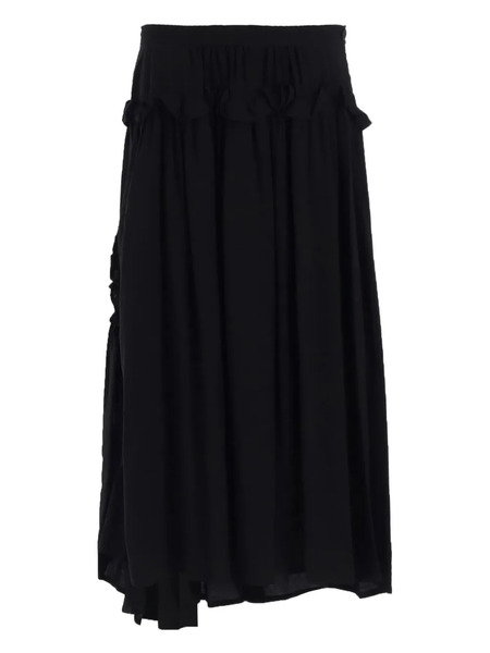  Y's Ruffled Midi Skirt - Black 