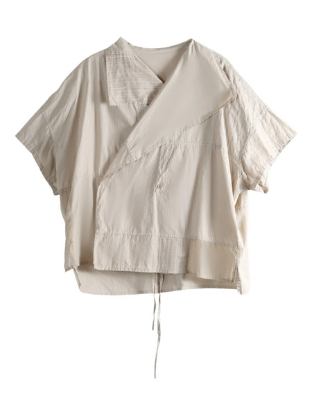  Y's Striped Panelled Shirt - Neutrals 