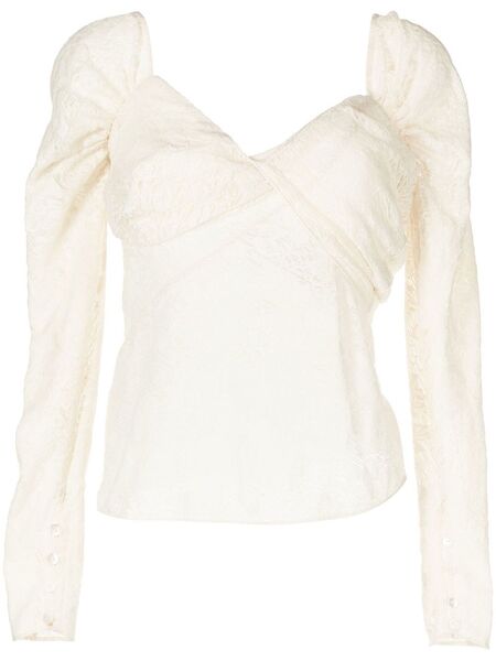  Yuhan Wang Semi-sheer Lace Top - White 