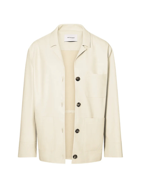  Yves Salomon Button Leather Jacket - Neutrals 