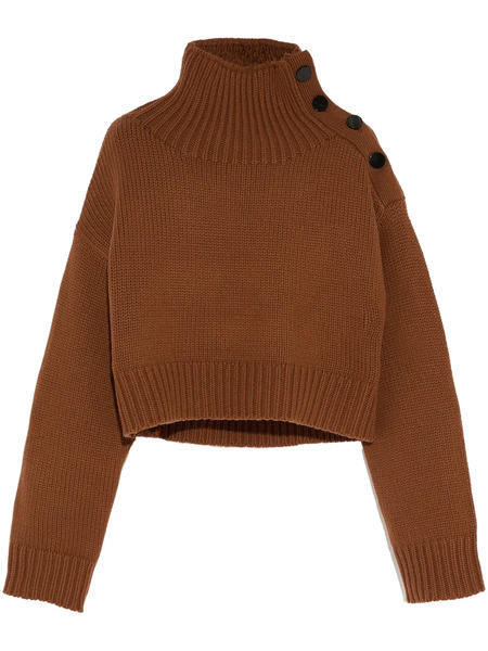  Yves Salomon Cropped Knit Jumper - Brown 