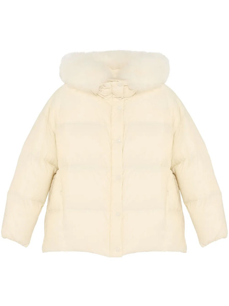  Yves Salomon Lambswool-trimmed Hooded Jacket - Neutrals 