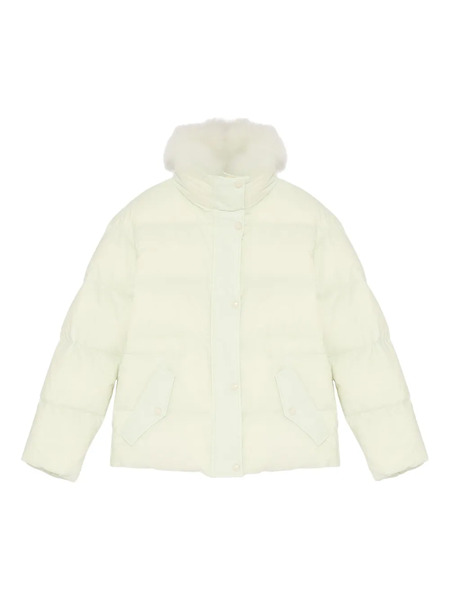  Yves Salomon Leather-trim Puffer Jacket - Green 