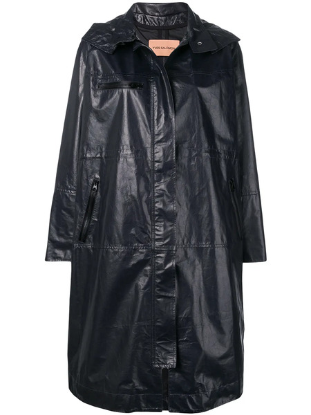  Yves Salomon Oversized Leather Parka - Blue 