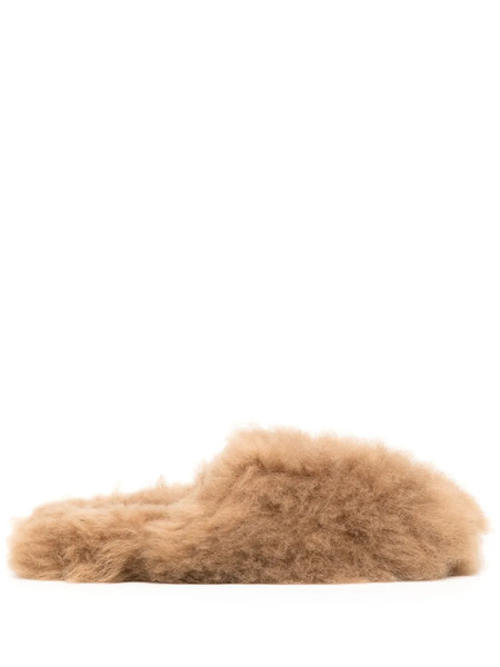  Yves Salomon Round-toe Wool Mules - Brown 