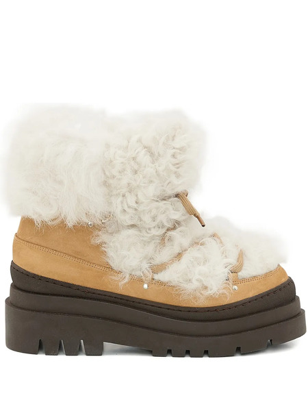  Yves Salomon Shearling Platform Boots - White 