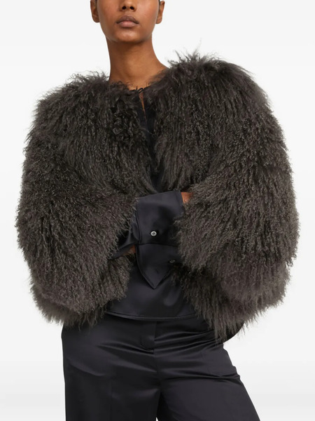  Yves Salomon Short Shearling Jacket - Grey 