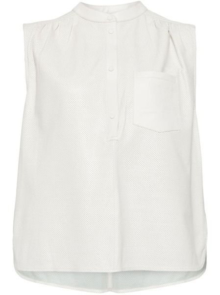  Yves Salomon Sleeveless Leather Blouse - Grey 